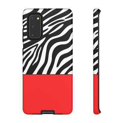 Zebra Print with Red Color Block Phone Case - for Apple, Samsung, and Google Phones