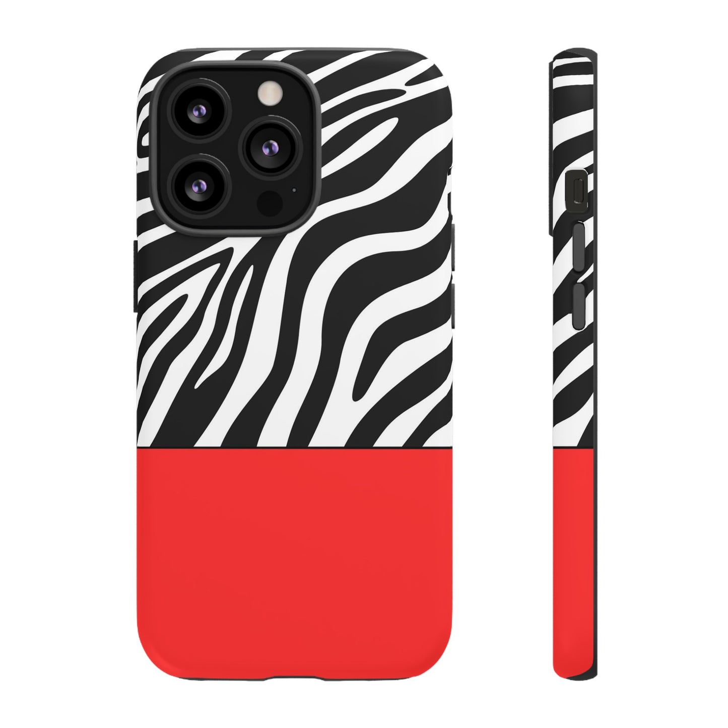 Zebra Print with Red Color Block Phone Case - for Apple, Samsung, and Google Phones