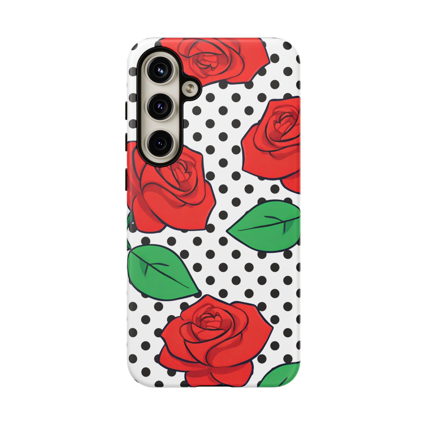 Polka Dot and Roses Phone Case - for Apple, Samsung, and Google Phones