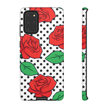 Polka Dot and Roses Phone Case - for Apple, Samsung, and Google Phones