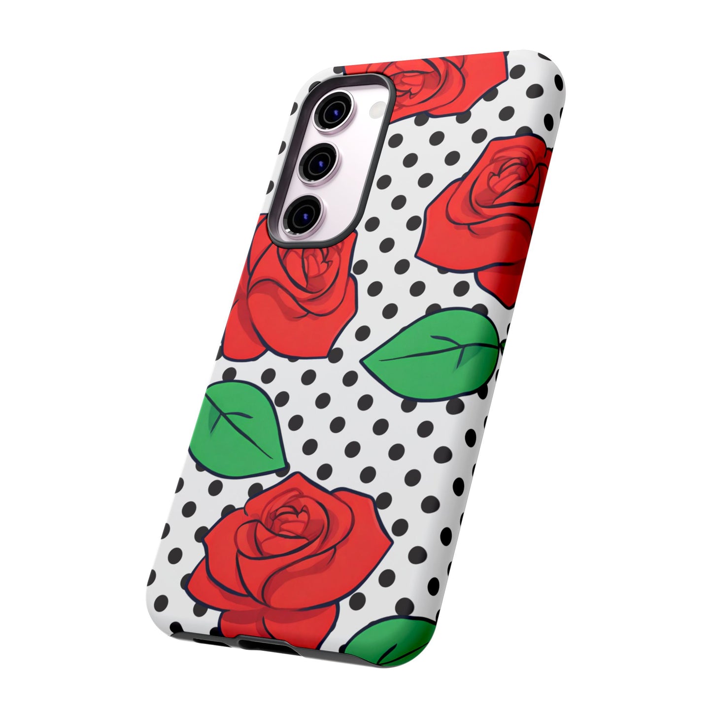 Polka Dot and Roses Phone Case - for Apple, Samsung, and Google Phones