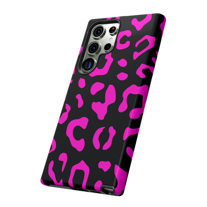 Black and Pink Leopard Print Phone Case - for Apple, Samsung, and Google Phones