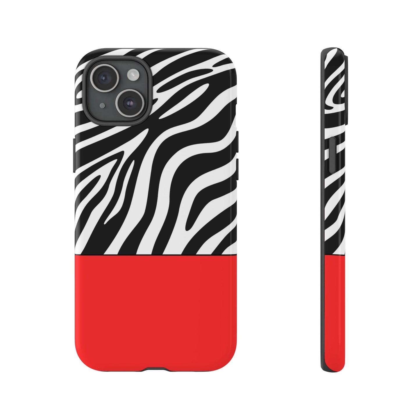 Zebra Print with Red Color Block Phone Case - for Apple, Samsung, and Google Phones