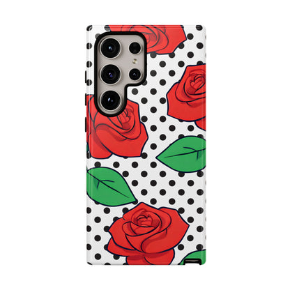 Polka Dot and Roses Phone Case - for Apple, Samsung, and Google Phones