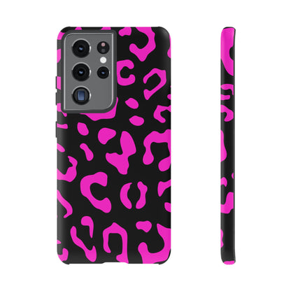 Black and Pink Leopard Print Phone Case - for Apple, Samsung, and Google Phones