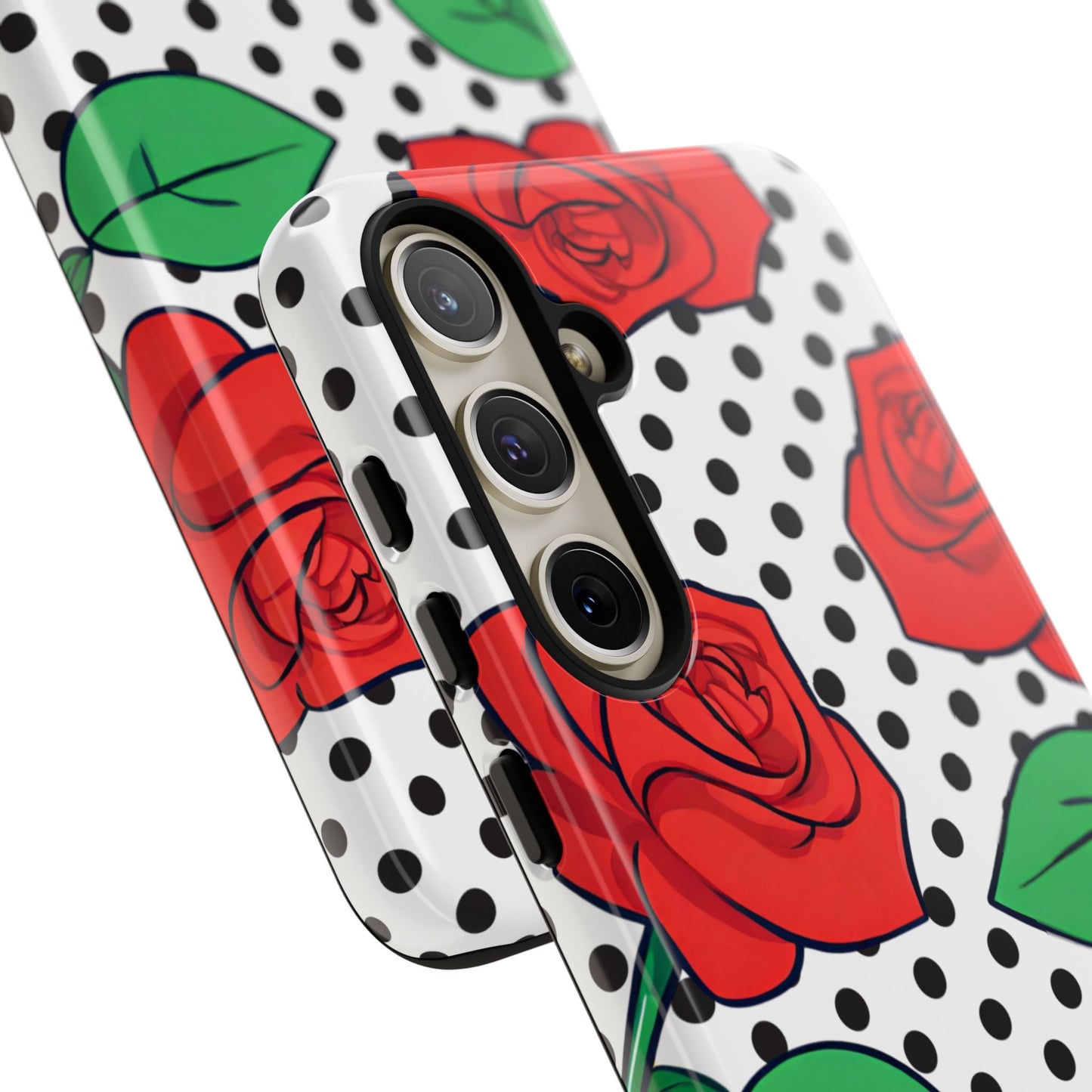 Polka Dot and Roses Phone Case - for Apple, Samsung, and Google Phones