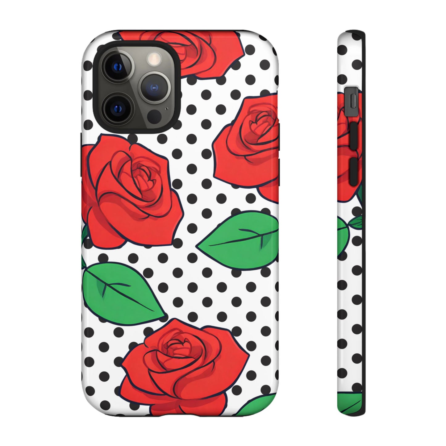 Polka Dot and Roses Phone Case - for Apple, Samsung, and Google Phones