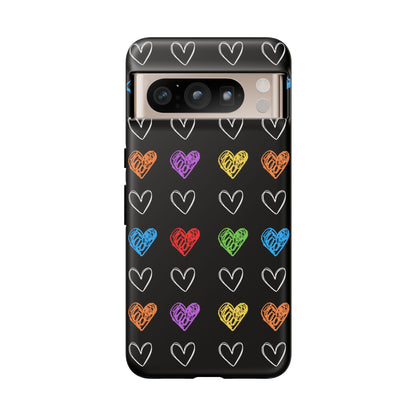 Colored Hearts Phone Case - for Apple, Samsung, and Google Phones