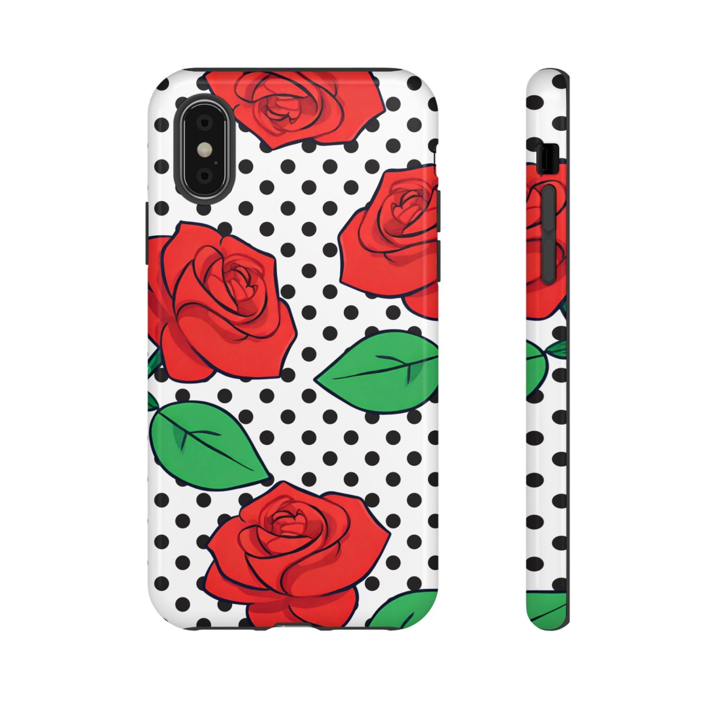 Polka Dot and Roses Phone Case - for Apple, Samsung, and Google Phones