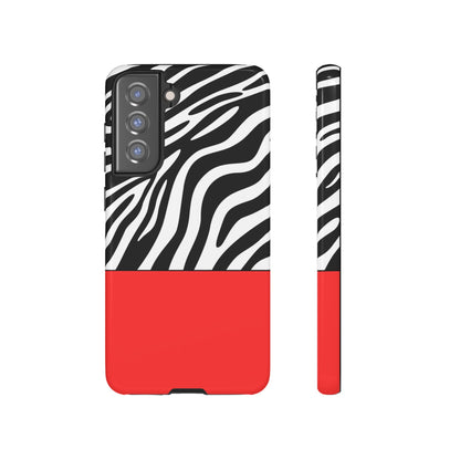 Zebra Print with Red Color Block Phone Case - for Apple, Samsung, and Google Phones