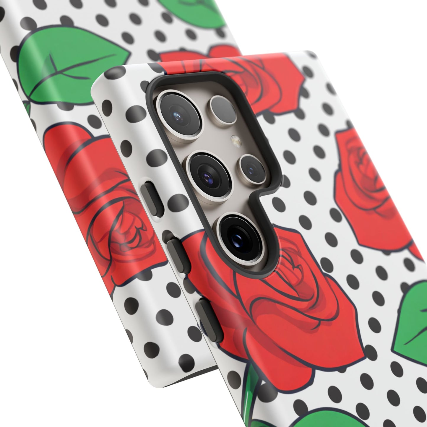 Polka Dot and Roses Phone Case - for Apple, Samsung, and Google Phones