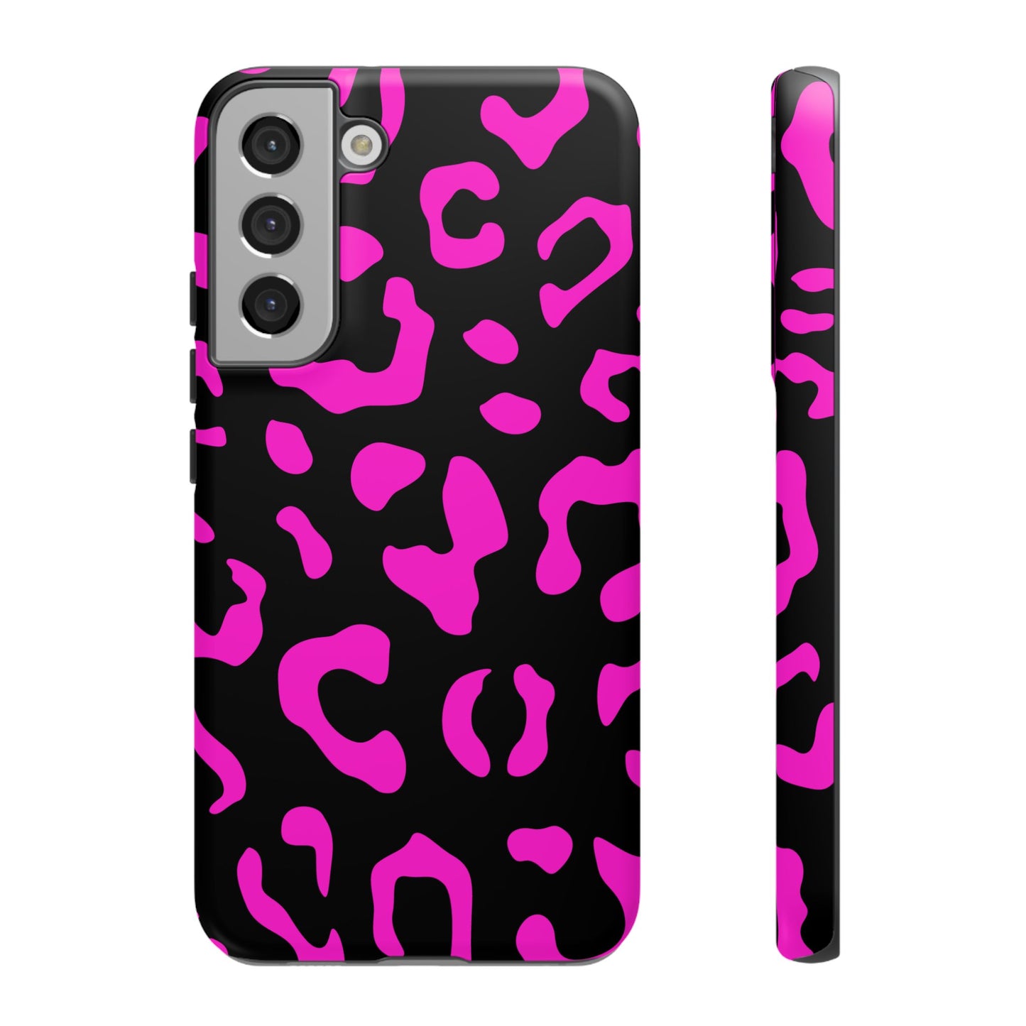 Black and Pink Leopard Print Phone Case - for Apple, Samsung, and Google Phones