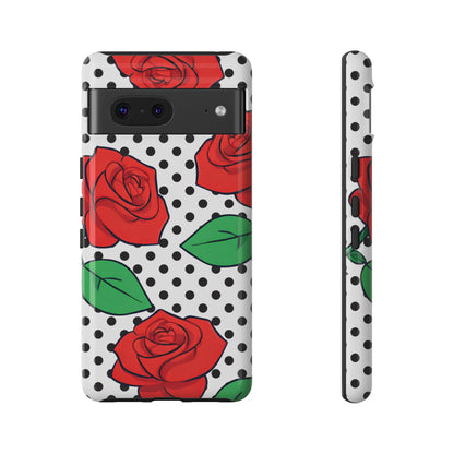 Polka Dot and Roses Phone Case - for Apple, Samsung, and Google Phones