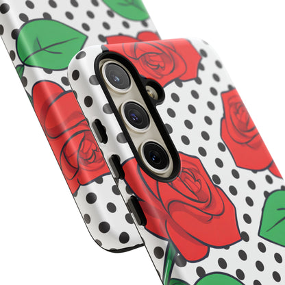 Polka Dot and Roses Phone Case - for Apple, Samsung, and Google Phones