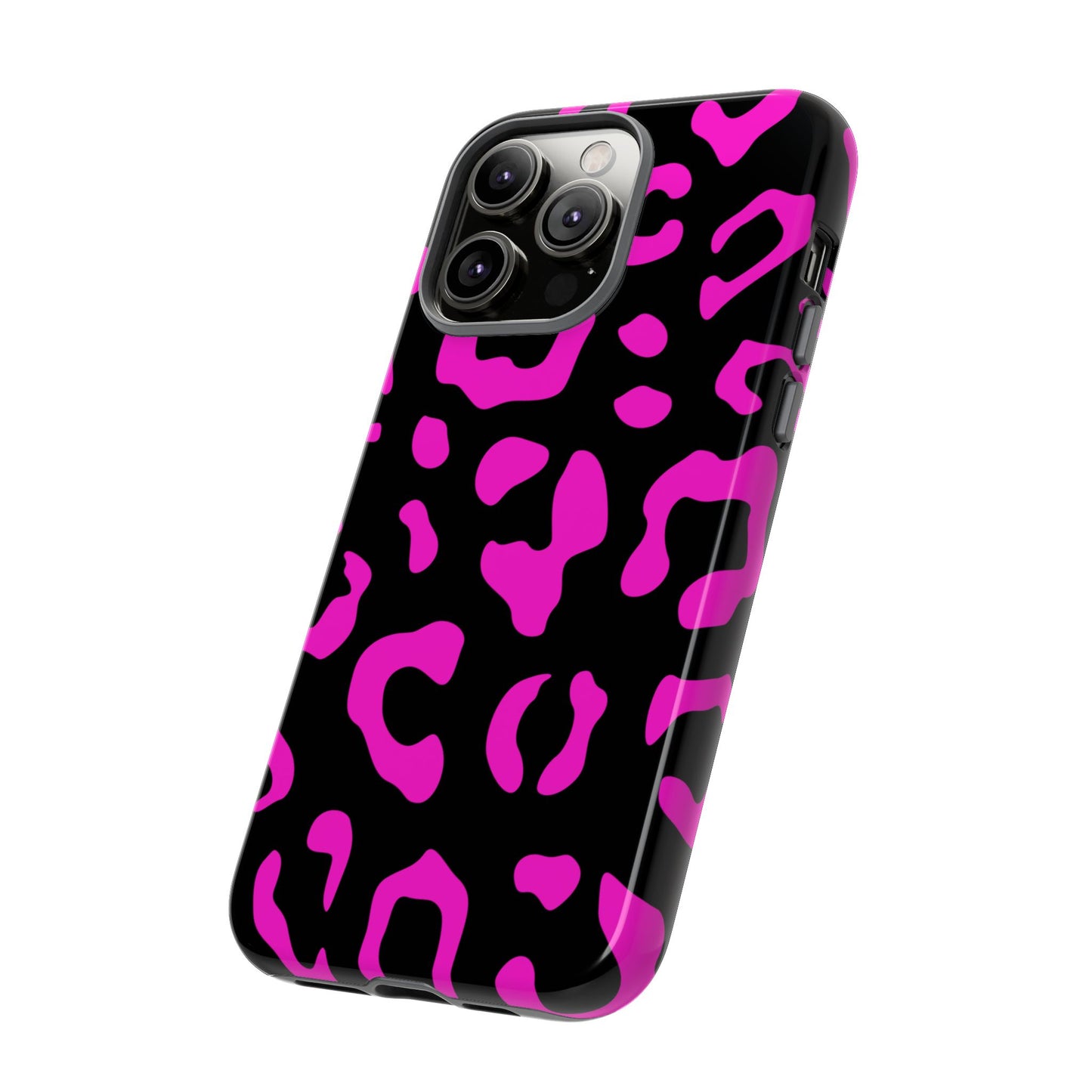 Black and Pink Leopard Print Phone Case - for Apple, Samsung, and Google Phones