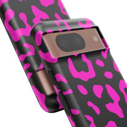 Black and Pink Leopard Print Phone Case - for Apple, Samsung, and Google Phones