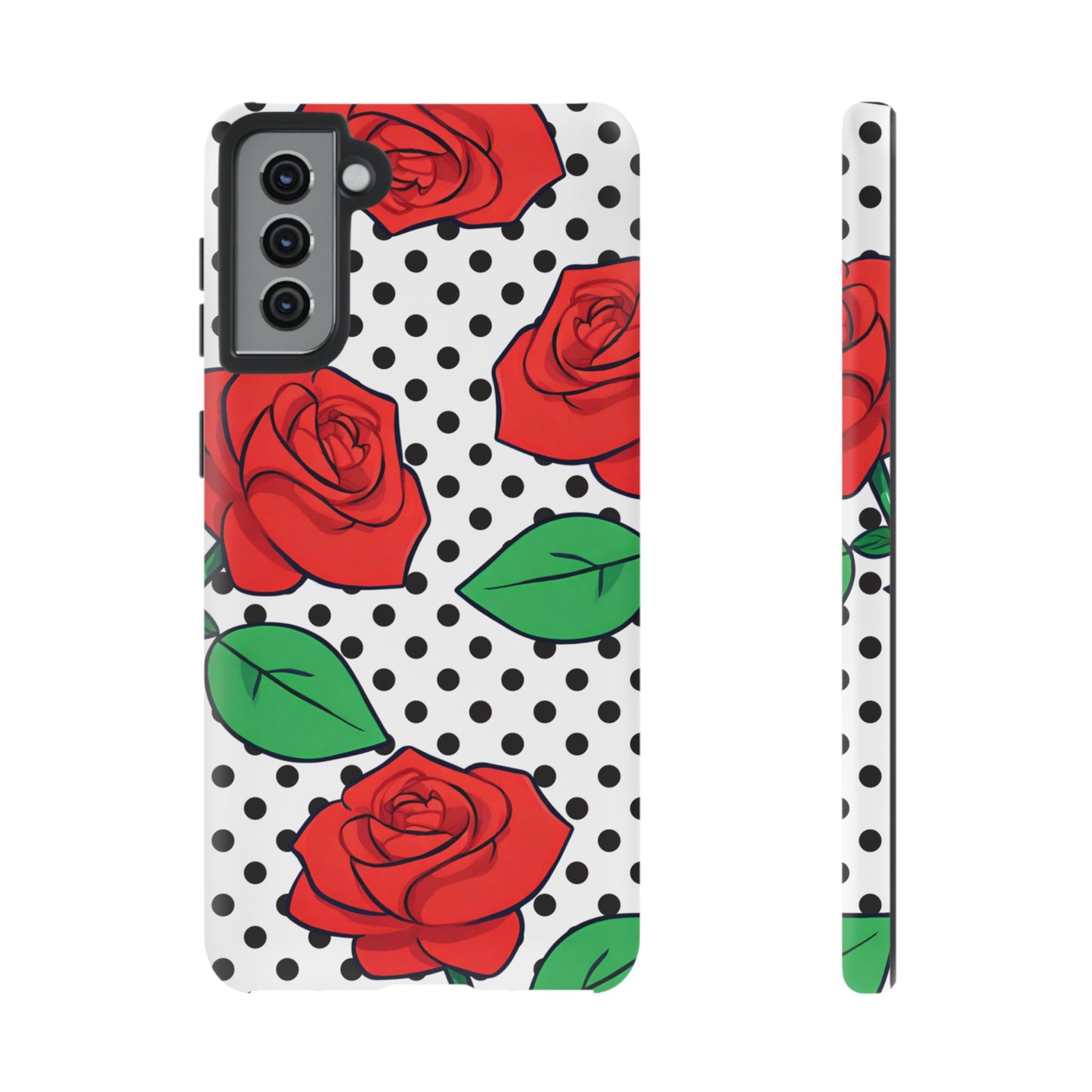 Polka Dot and Roses Phone Case - for Apple, Samsung, and Google Phones