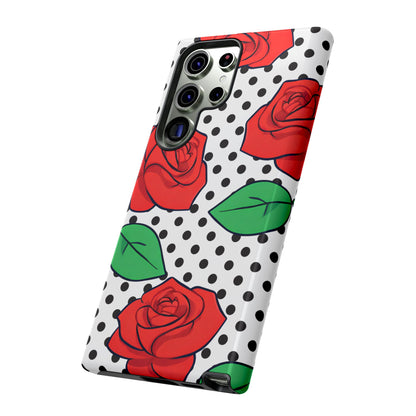 Polka Dot and Roses Phone Case - for Apple, Samsung, and Google Phones