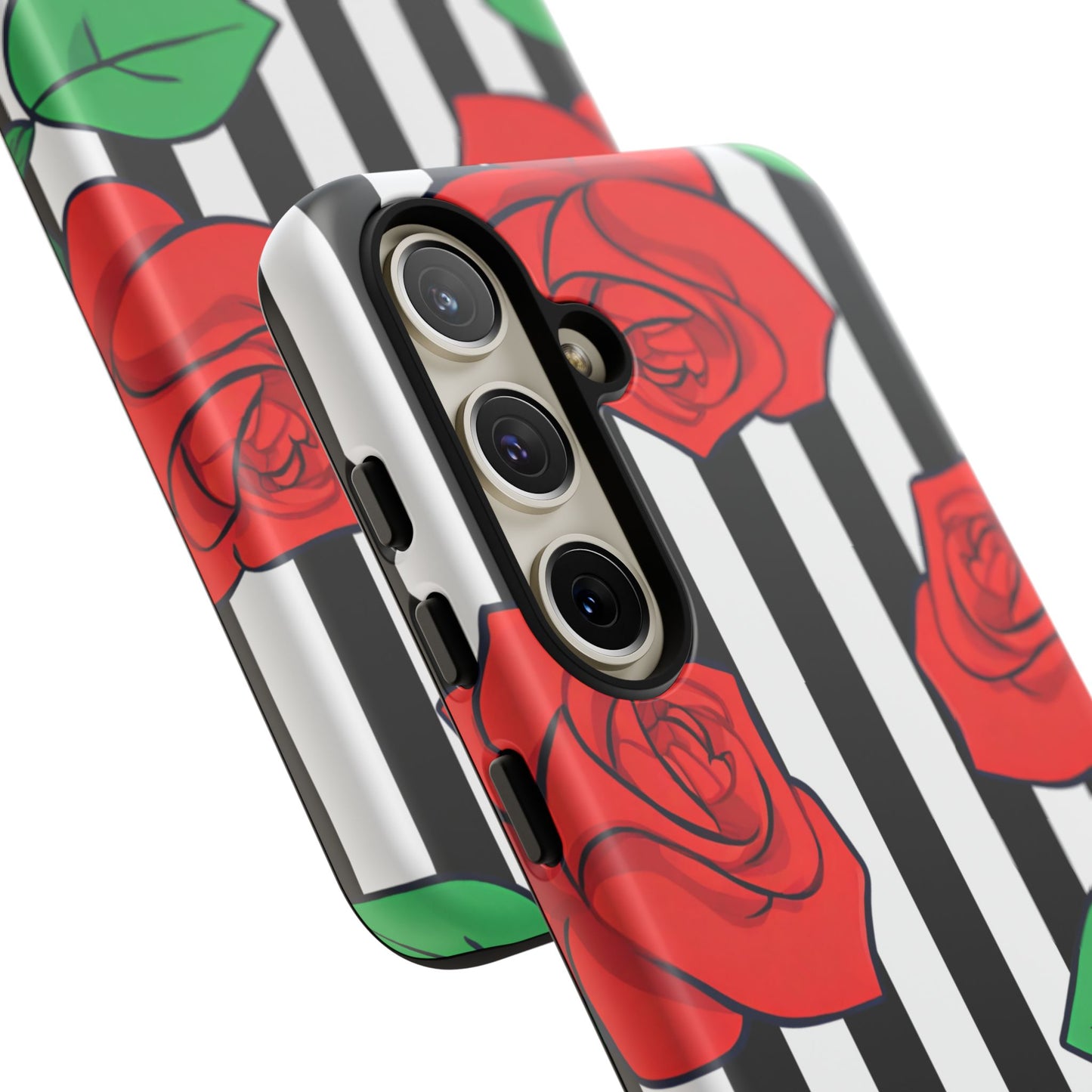 Stripes and Roses Phone Case - for Apple, Samsung, and Google Phones