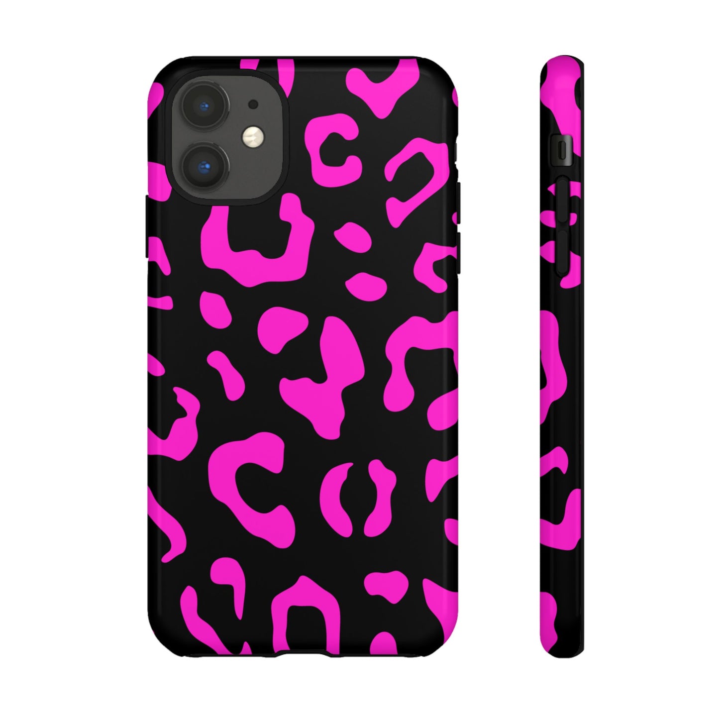 Black and Pink Leopard Print Phone Case - for Apple, Samsung, and Google Phones