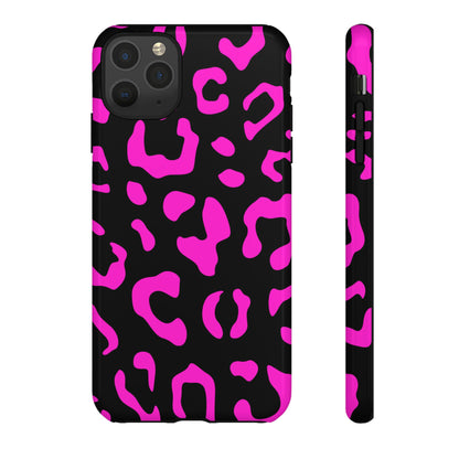 Black and Pink Leopard Print Phone Case - for Apple, Samsung, and Google Phones