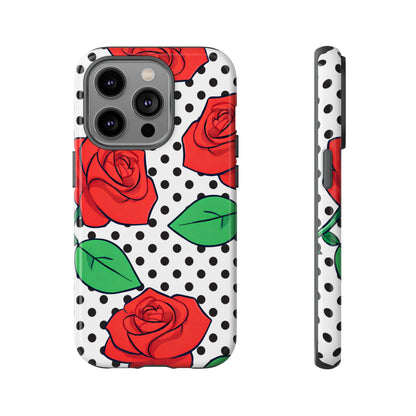 Polka Dot and Roses Phone Case - for Apple, Samsung, and Google Phones