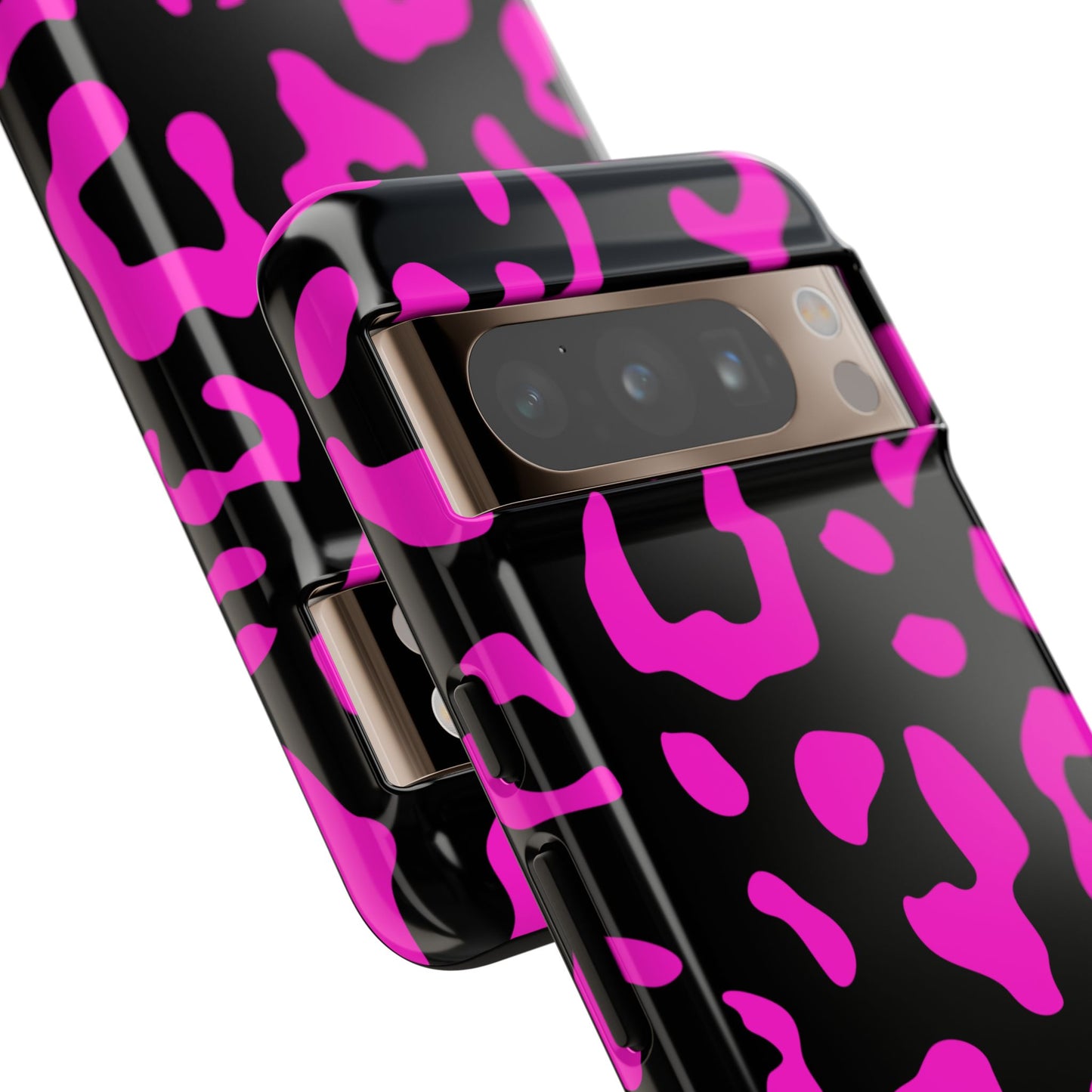 Black and Pink Leopard Print Phone Case - for Apple, Samsung, and Google Phones