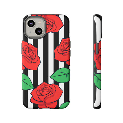 Stripes and Roses Phone Case - for Apple, Samsung, and Google Phones