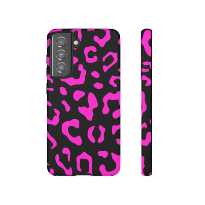 Black and Pink Leopard Print Phone Case - for Apple, Samsung, and Google Phones