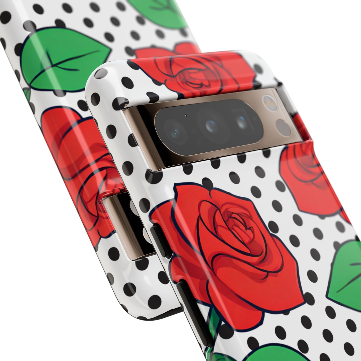 Polka Dot and Roses Phone Case - for Apple, Samsung, and Google Phones