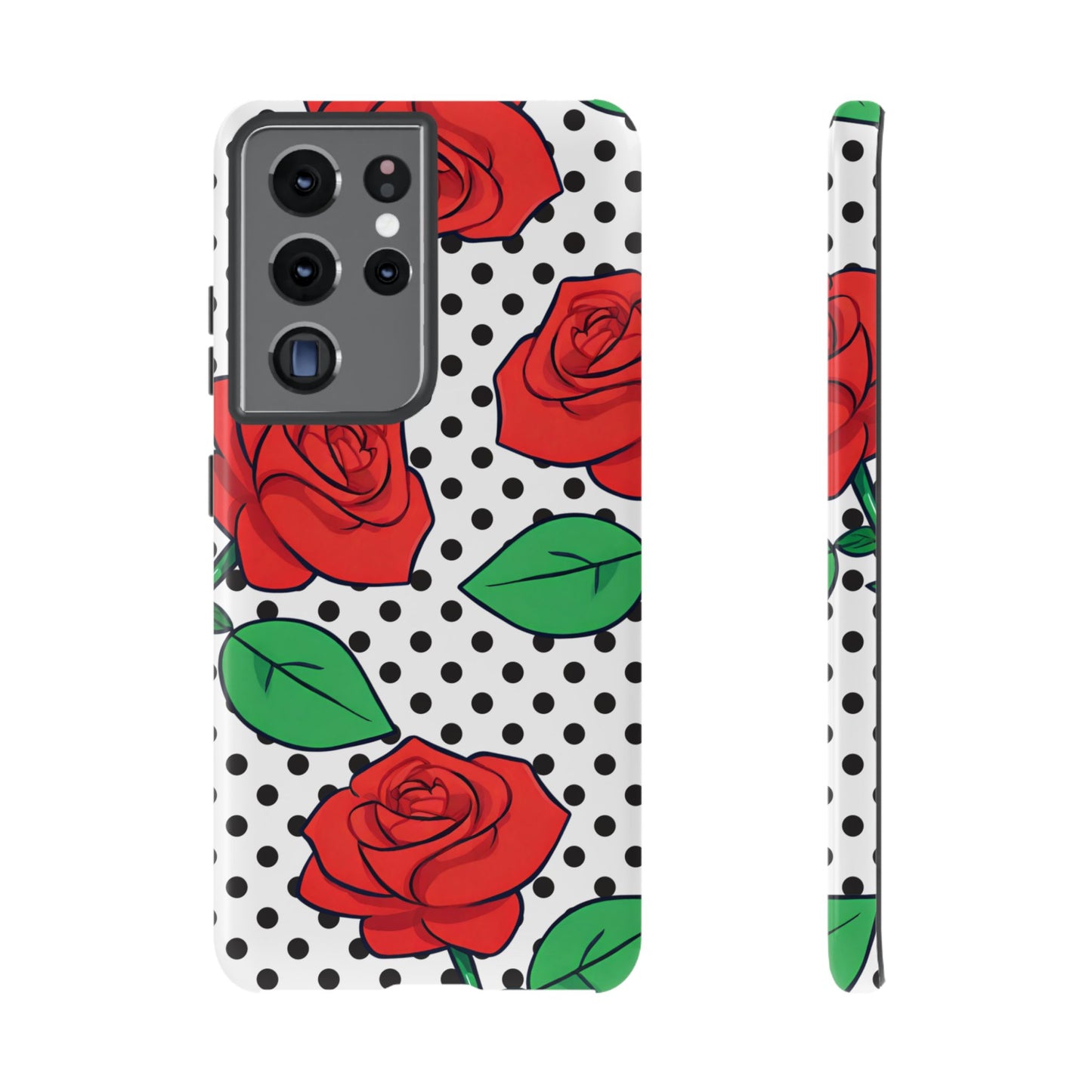 Polka Dot and Roses Phone Case - for Apple, Samsung, and Google Phones