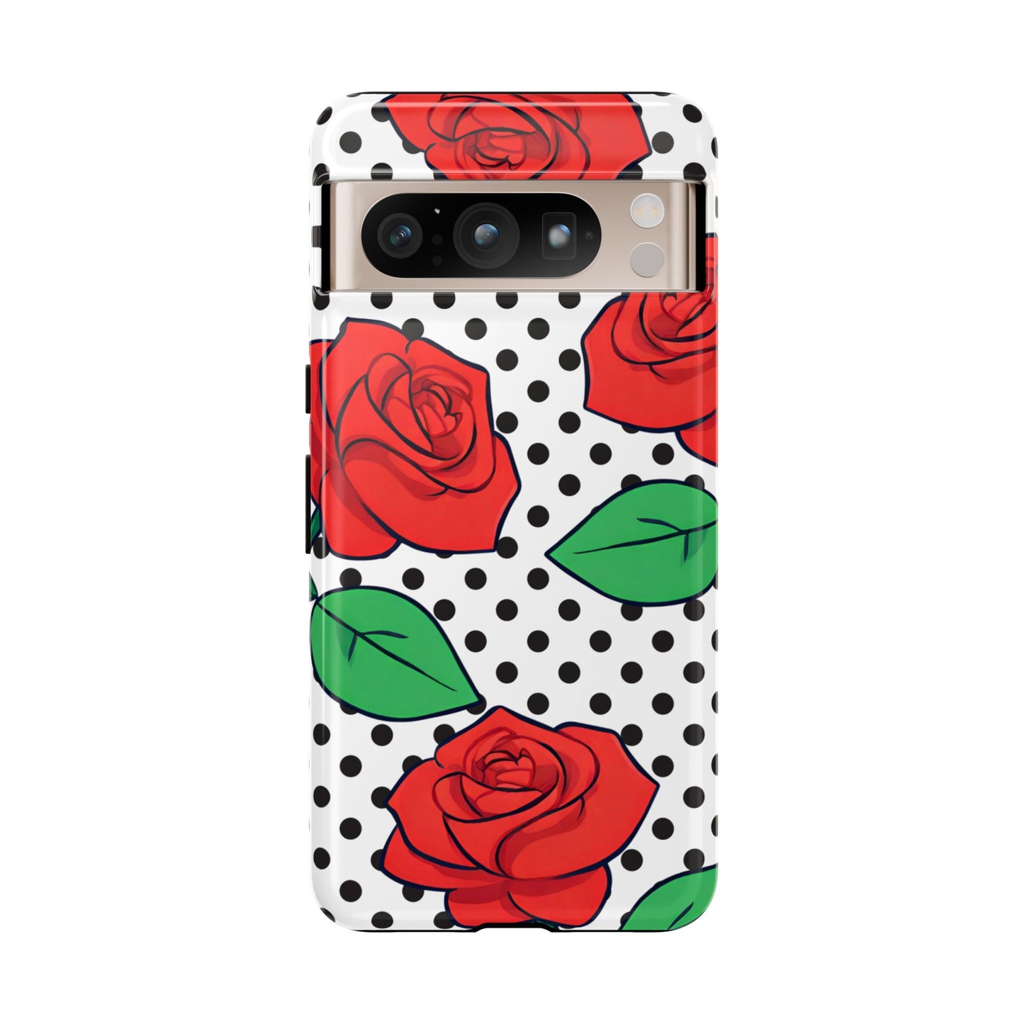 Polka Dot and Roses Phone Case - for Apple, Samsung, and Google Phones