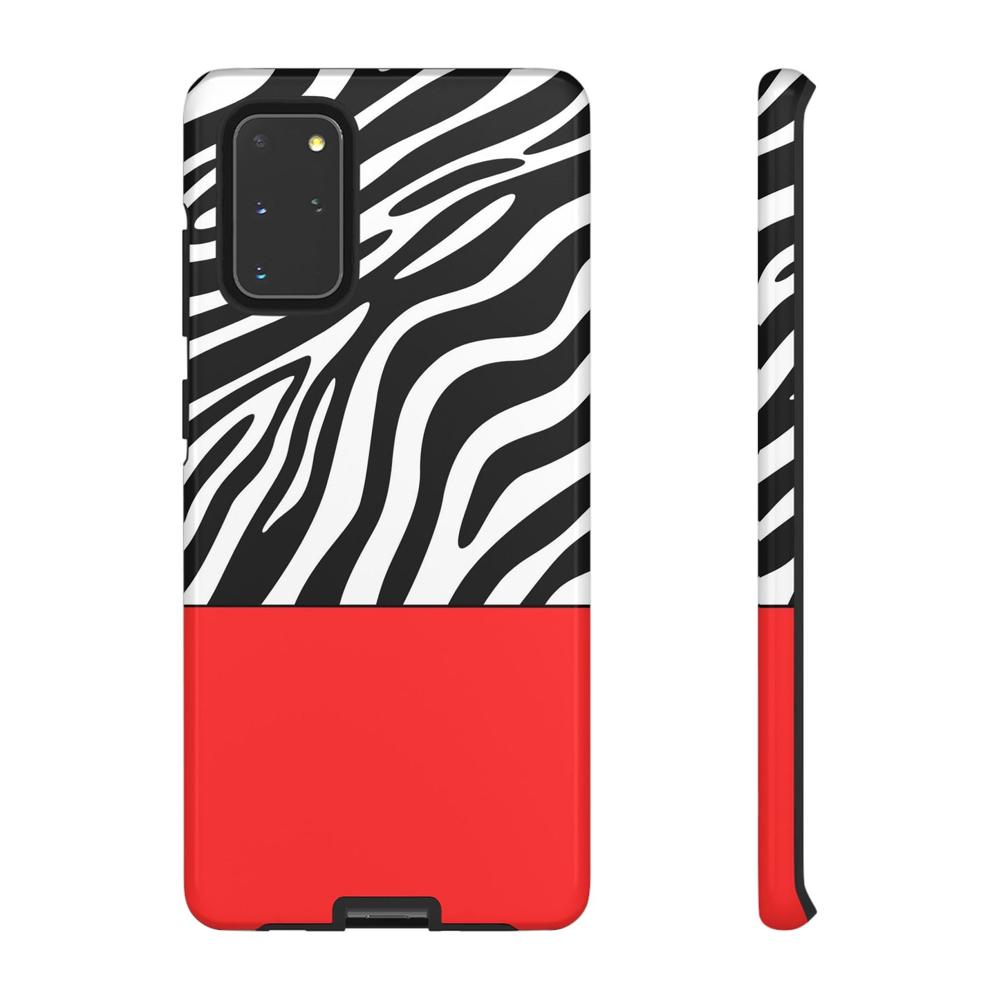 Zebra Print with Red Color Block Phone Case - for Apple, Samsung, and Google Phones