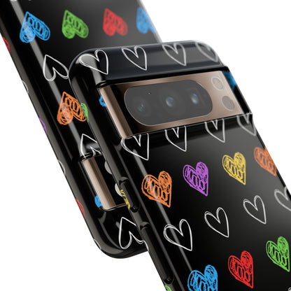 Colored Hearts Phone Case - for Apple, Samsung, and Google Phones