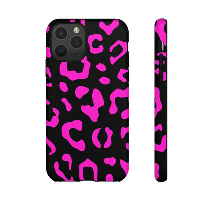 Black and Pink Leopard Print Phone Case - for Apple, Samsung, and Google Phones