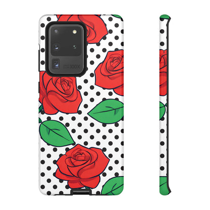 Polka Dot and Roses Phone Case - for Apple, Samsung, and Google Phones