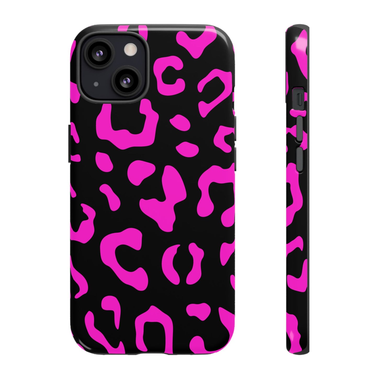 Black and Pink Leopard Print Phone Case - for Apple, Samsung, and Google Phones