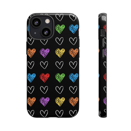 Colored Hearts Phone Case - for Apple, Samsung, and Google Phones