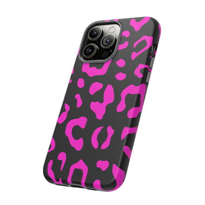 Black and Pink Leopard Print Phone Case - for Apple, Samsung, and Google Phones