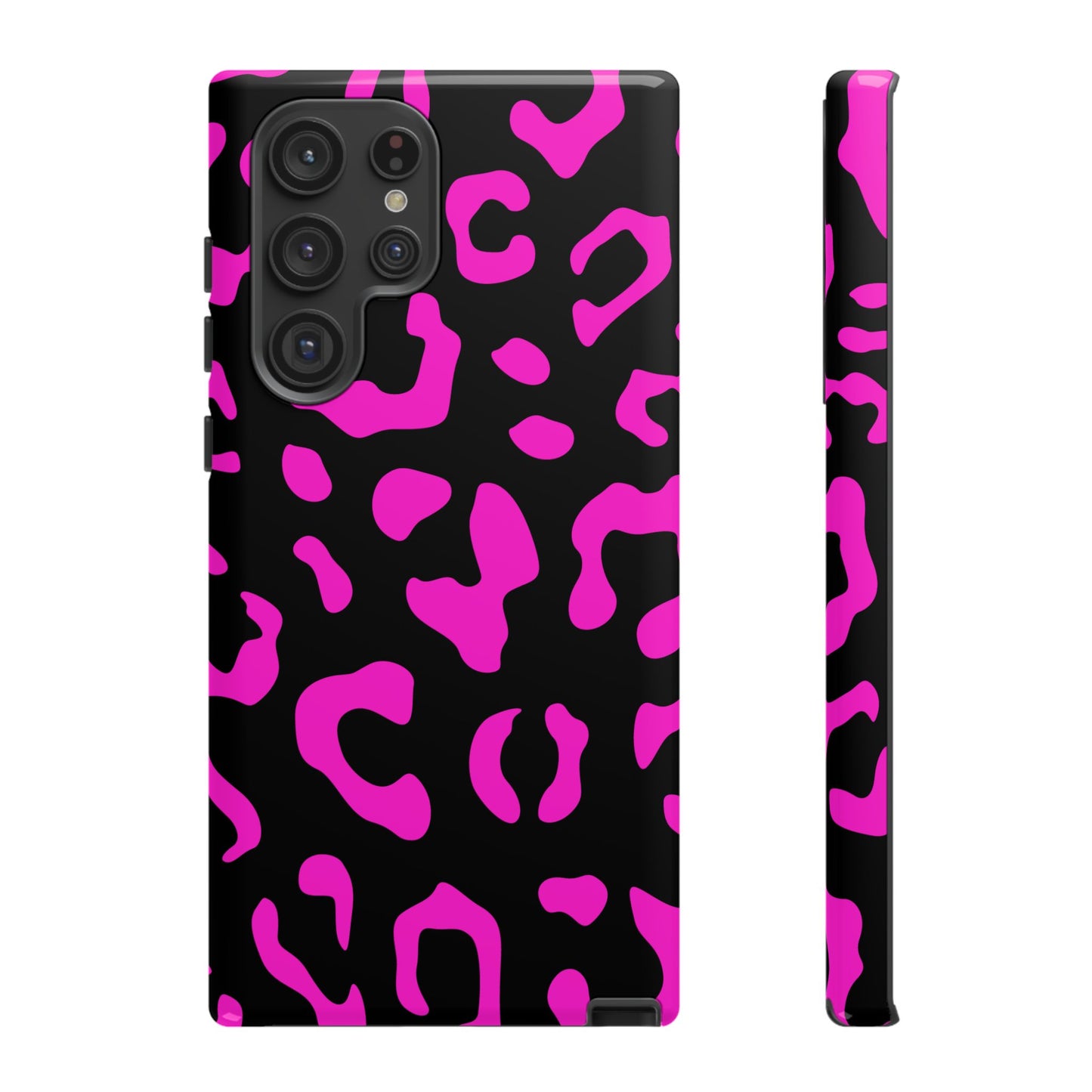 Black and Pink Leopard Print Phone Case - for Apple, Samsung, and Google Phones