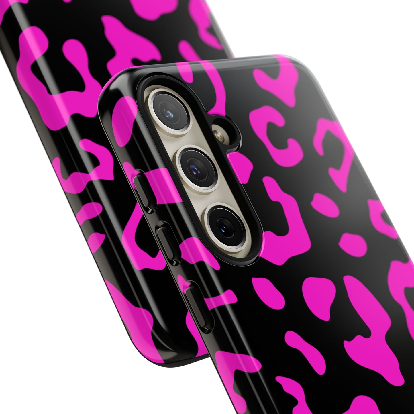 Black and Pink Leopard Print Phone Case - for Apple, Samsung, and Google Phones