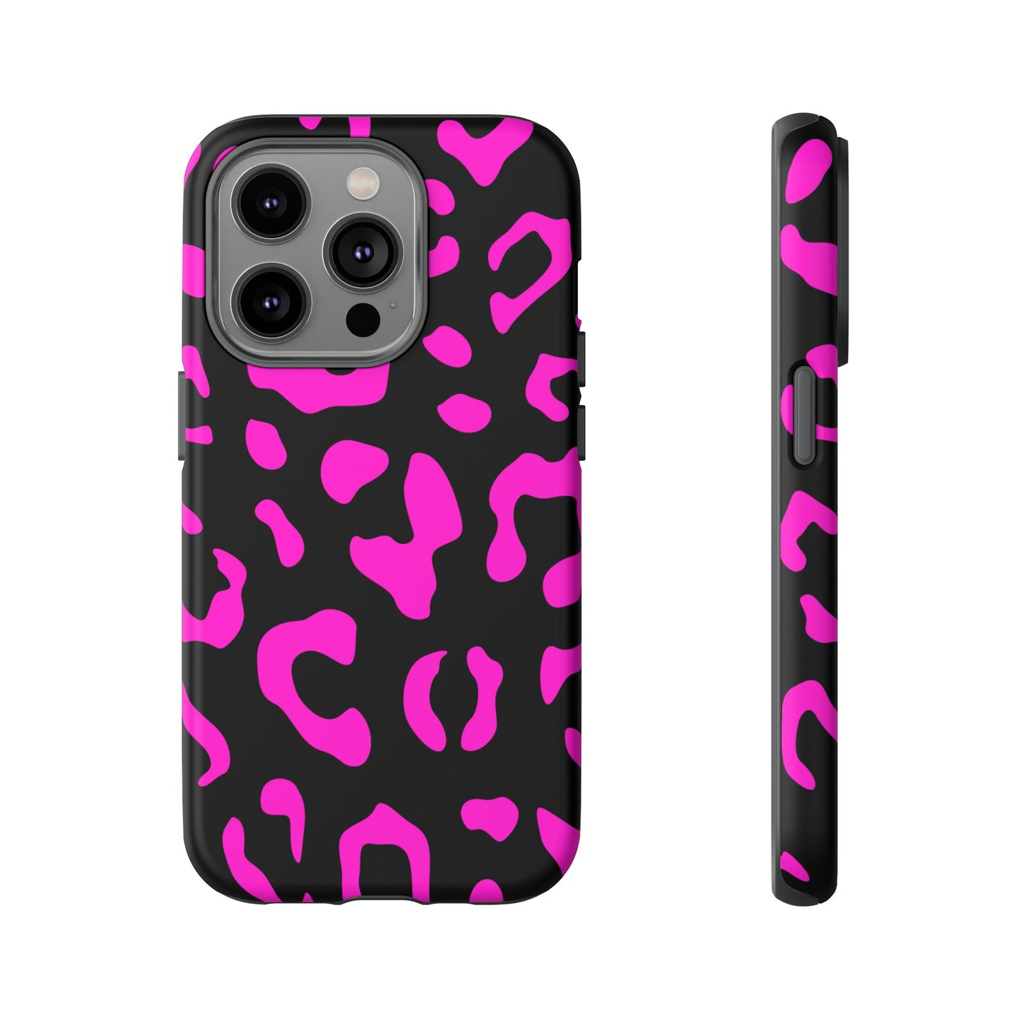 Black and Pink Leopard Print Phone Case - for Apple, Samsung, and Google Phones