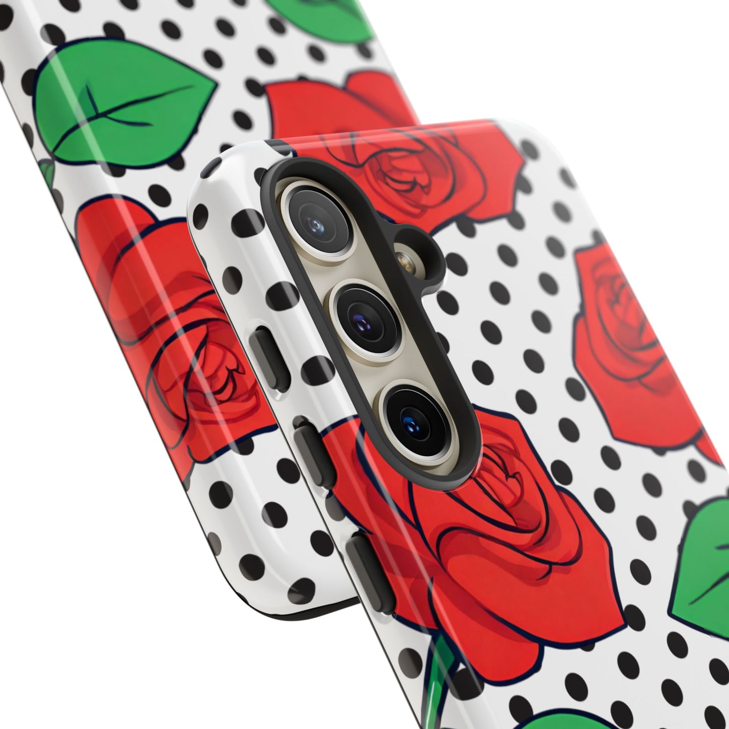 Polka Dot and Roses Phone Case - for Apple, Samsung, and Google Phones