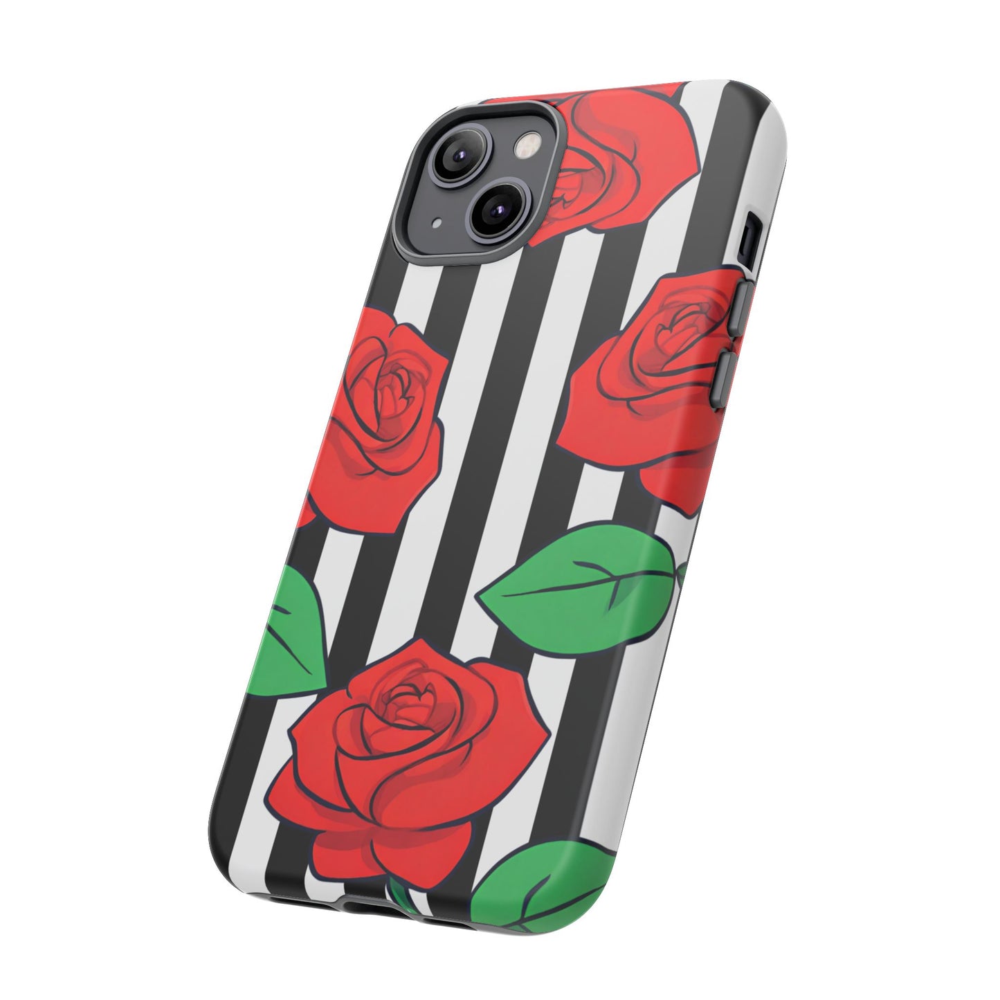 Stripes and Roses Phone Case - for Apple, Samsung, and Google Phones