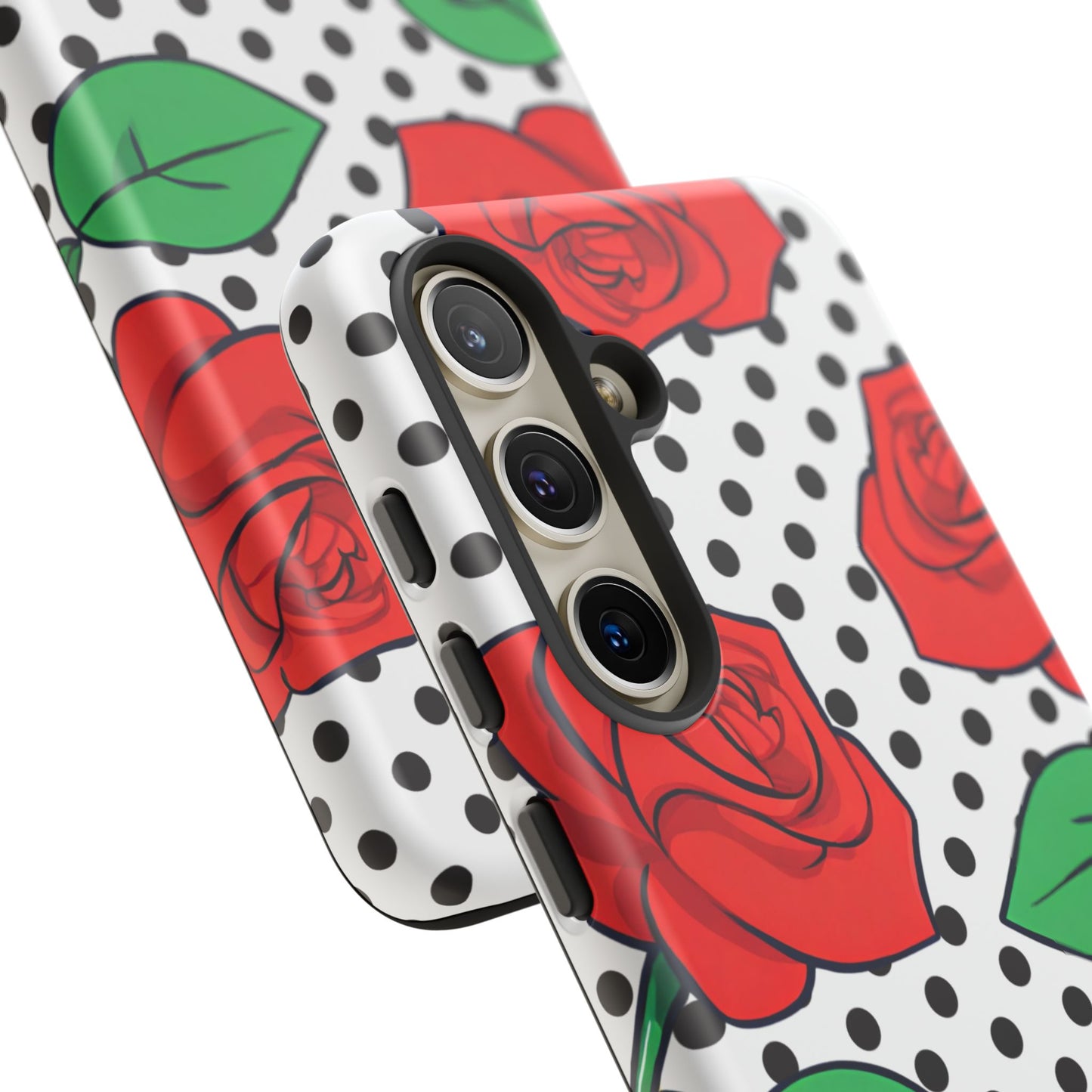 Polka Dot and Roses Phone Case - for Apple, Samsung, and Google Phones