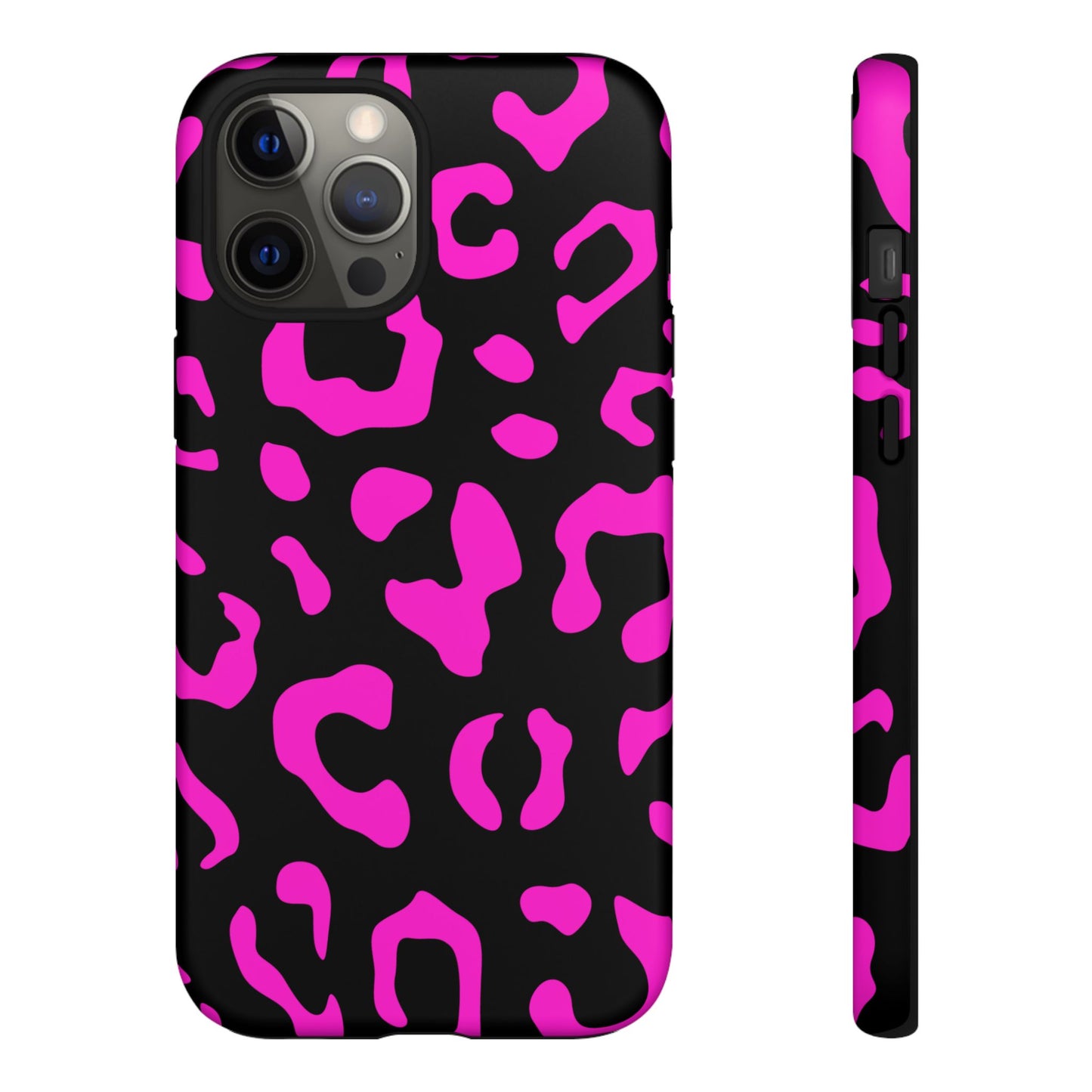 Black and Pink Leopard Print Phone Case - for Apple, Samsung, and Google Phones