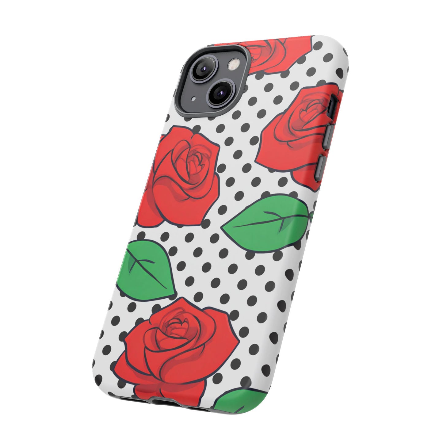 Polka Dot and Roses Phone Case - for Apple, Samsung, and Google Phones