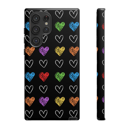 Colored Hearts Phone Case - for Apple, Samsung, and Google Phones