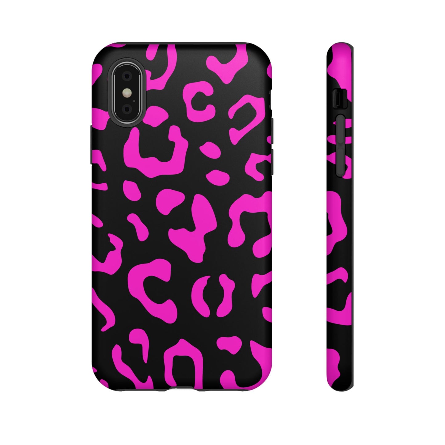 Black and Pink Leopard Print Phone Case - for Apple, Samsung, and Google Phones