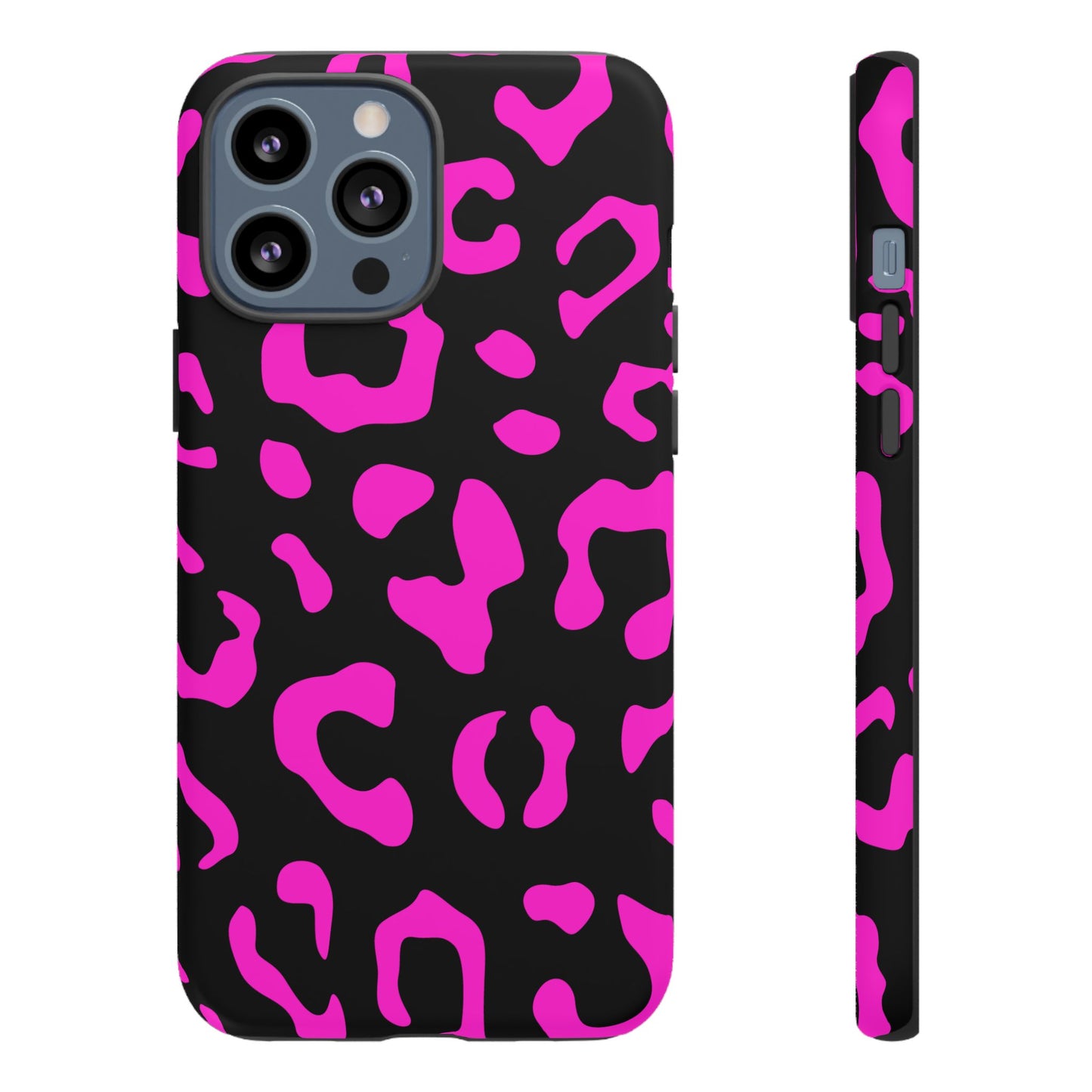 Black and Pink Leopard Print Phone Case - for Apple, Samsung, and Google Phones